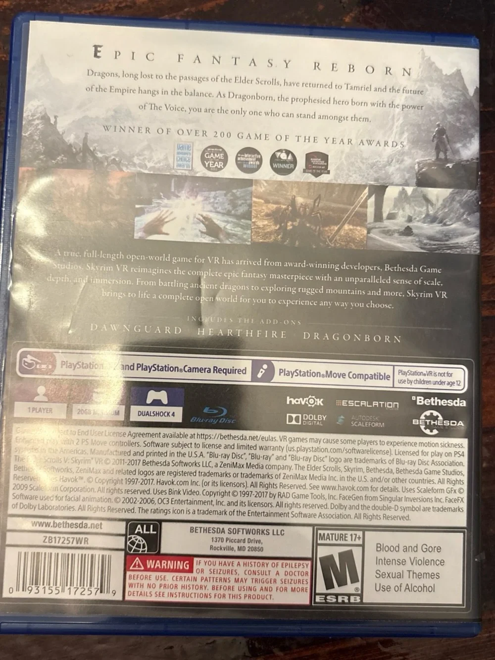 Sony PS4 Skyrim VR Game
